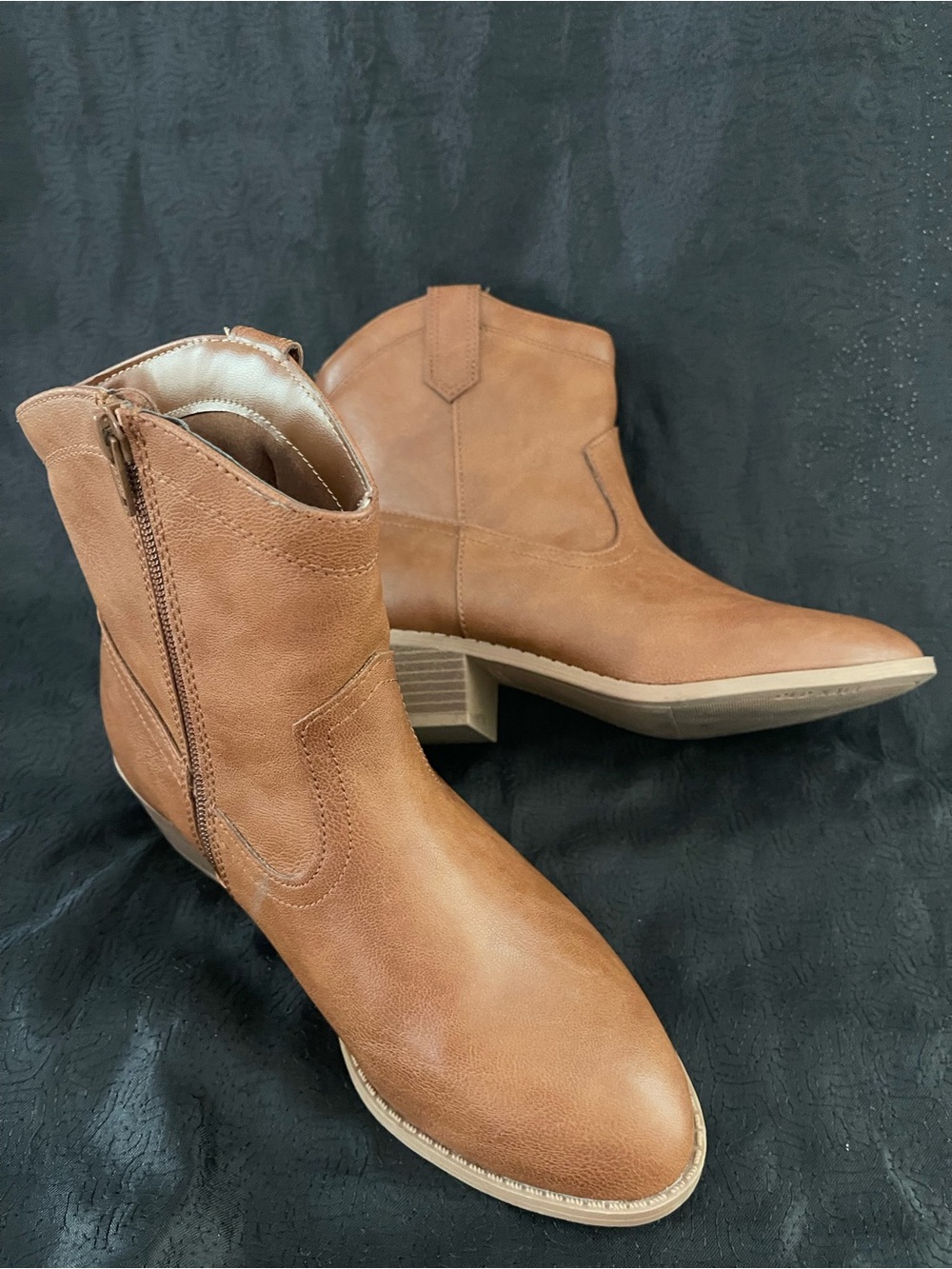 Girl’s Tan Leather Ankle Boots - Casual Western-Inspired Chelsea
